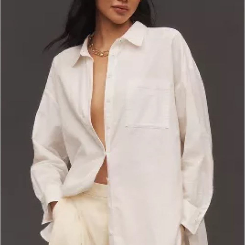 Anthropologie The Bennet Buttondown Shirt by Maeve: Linen Edition